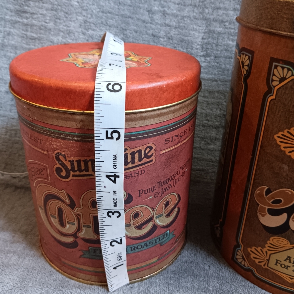 Vintage Sunshine Red Coffee Tin Can Homestead Cookie Tin Farmhouse Kitchen Set - Picture 5 of 12